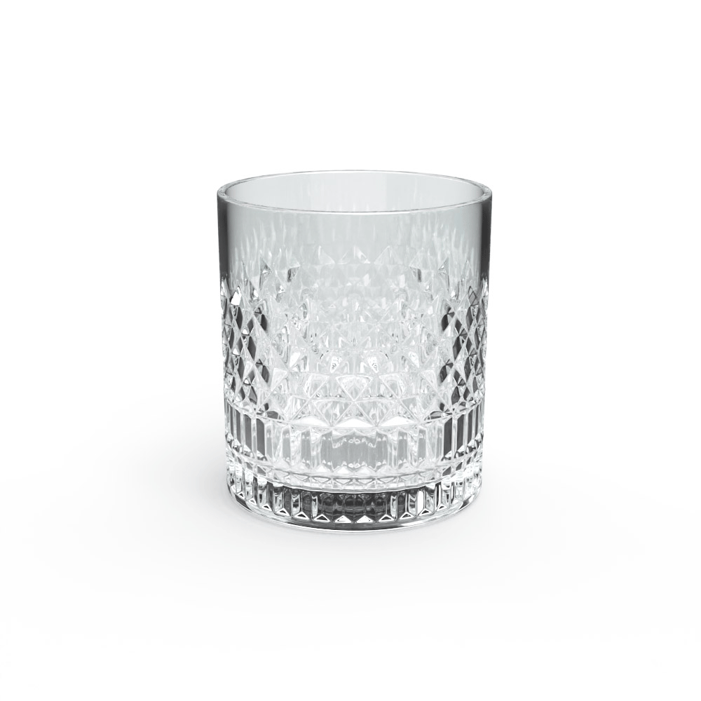 Rotating crystalline whiskey glass