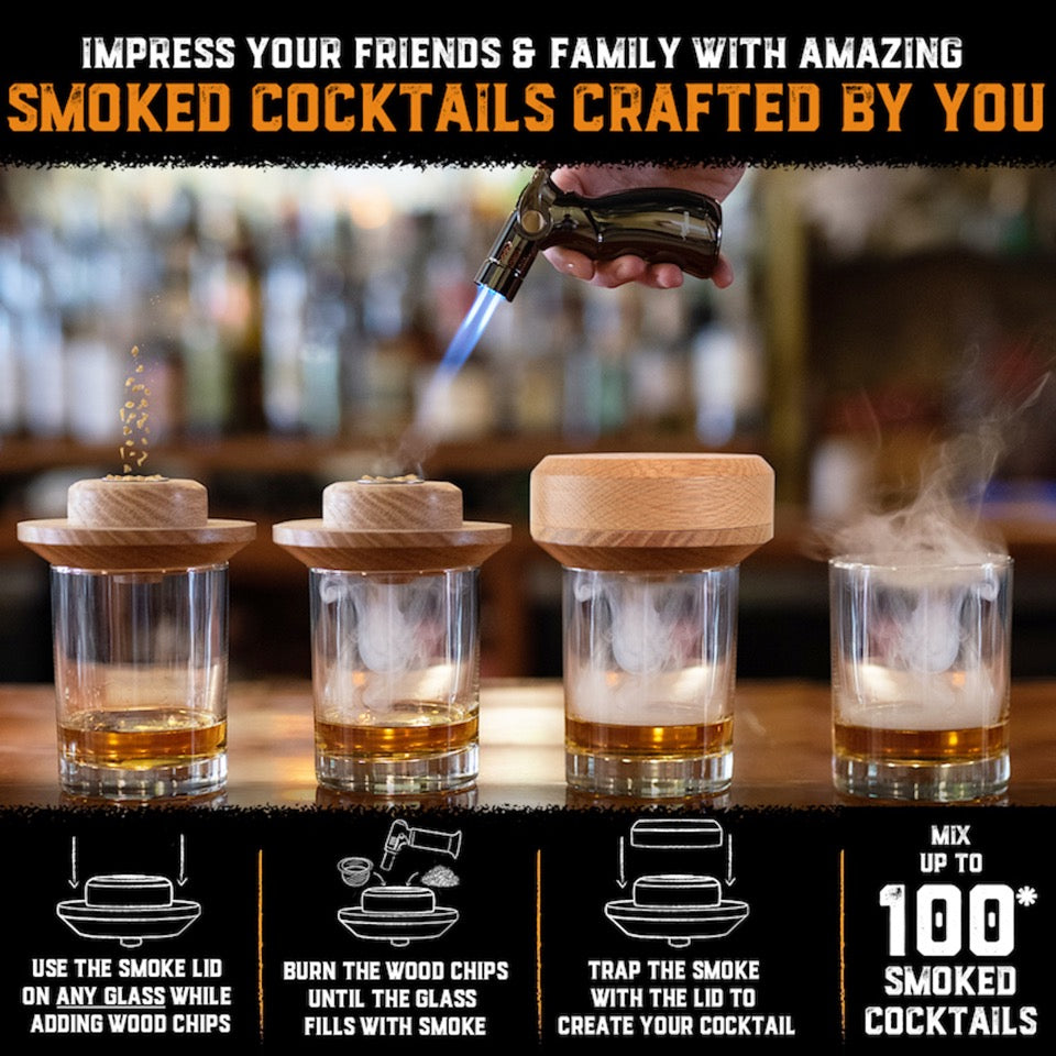 Step by step instructions on how to use Aged & Charred cocktail smoker kit